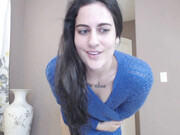 Erin Marie O'Keefe aka Goddess Green Eyed_Teasing-in-a-blue-cardigan-sweater