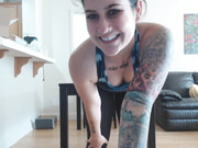 Erin Marie O'Keefe aka Goddess Green Eyed_spandex-tights-stretching
