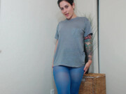 Erin Marie O'Keefe aka Goddess Green Eyed_topless-blue-tights-joi-green-eyed